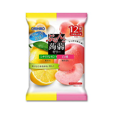 ORIHIRO ぷるんと蒟蒻ゼリー パウチ シチリアレモン+白桃 12個入