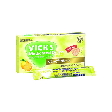 Taisho Pharmaceutical Vicks Medicated Drop Sugarless Grapefruit 25 pieces