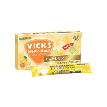 Taisho Pharmaceutical Vicks Medicated Drop Sugarless Honey Lemon 25 pieces
