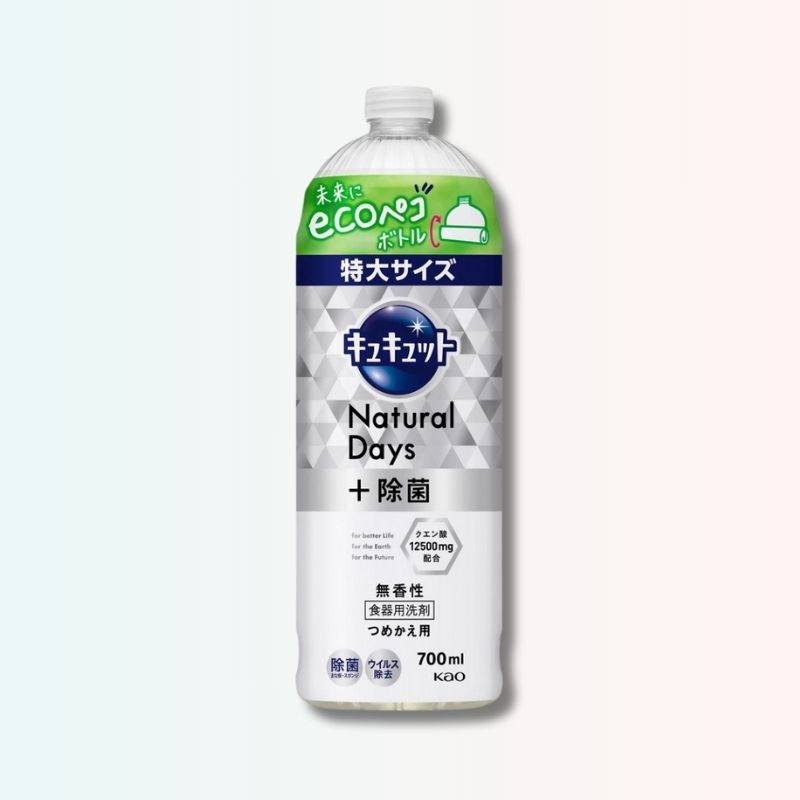 Kao キュキュット Natural Days+除菌 食器用洗剤 無香料 700ml（詰替え用）